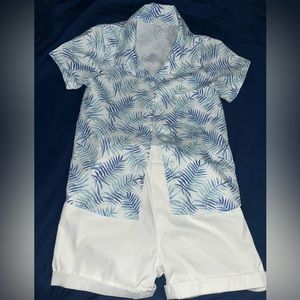 Boys tropical print shirt and white shorts, Shein, size 6, only wore once